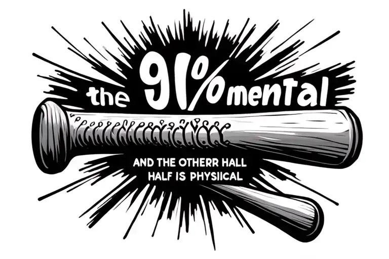 Baseball bat handle with the quote 90% mental and the other half is physical tattoo design idea