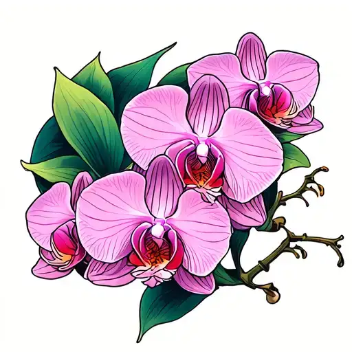 pink Orchid with Samoan design featuring tattoo design idea