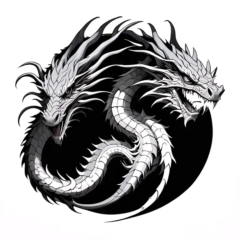 a dragon on the right side of the back, with a lot of details and using gothic style tattoo design idea