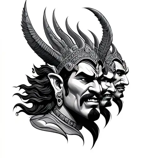 Ravana Tattoo Arranged 10 Heads tattoo design idea