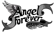 "Angel Forever" curved scroll ribbon tattoo design idea