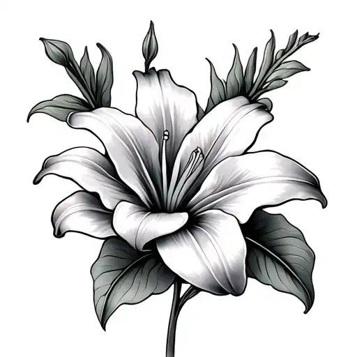 Lilly flower with Silver bell  tattoo design idea