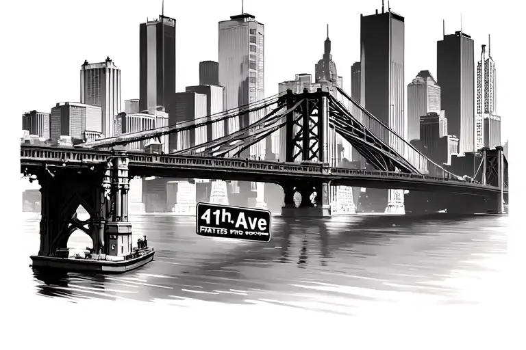 skyline of Pittsburgh with bridges,412, ,5th Ave street sign, pirates P tattoo design idea
