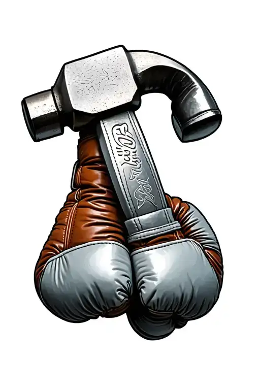 hammer boxing gloves tattoo design idea