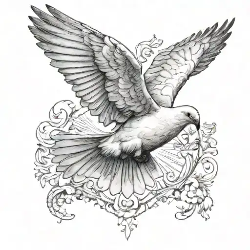dove with wings spread wide tattoo design idea