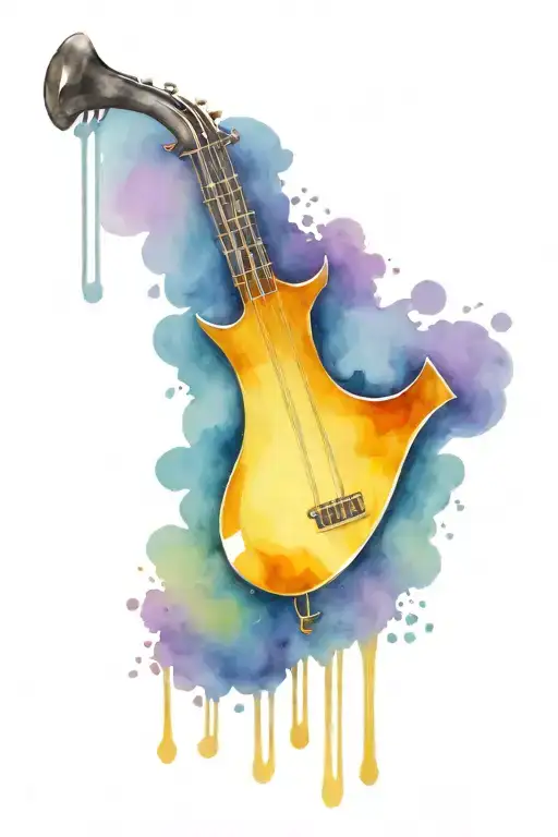 a hammer made up of trombone, musical notes, motorcycle parts, hearts tattoo design idea