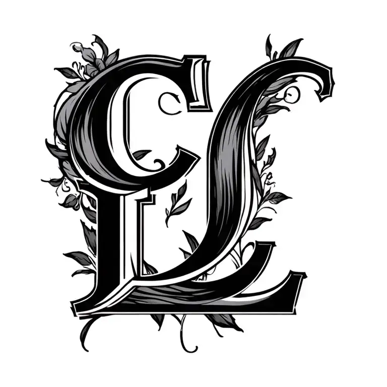 mom of 2 letters c and L  tattoo design idea
