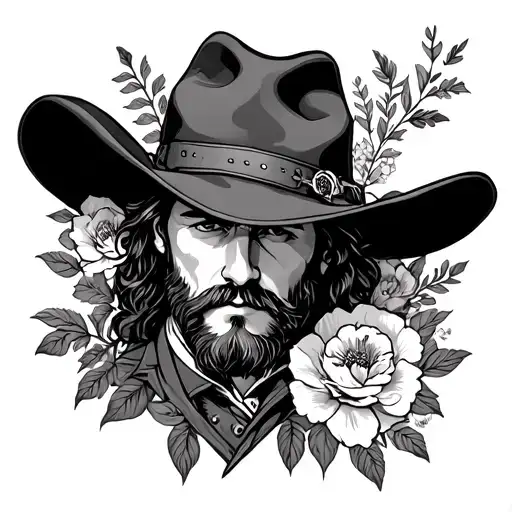 Arthur Morgan hat floral tattoo design idea