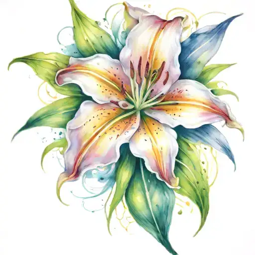lily flower blooming tattoo design idea