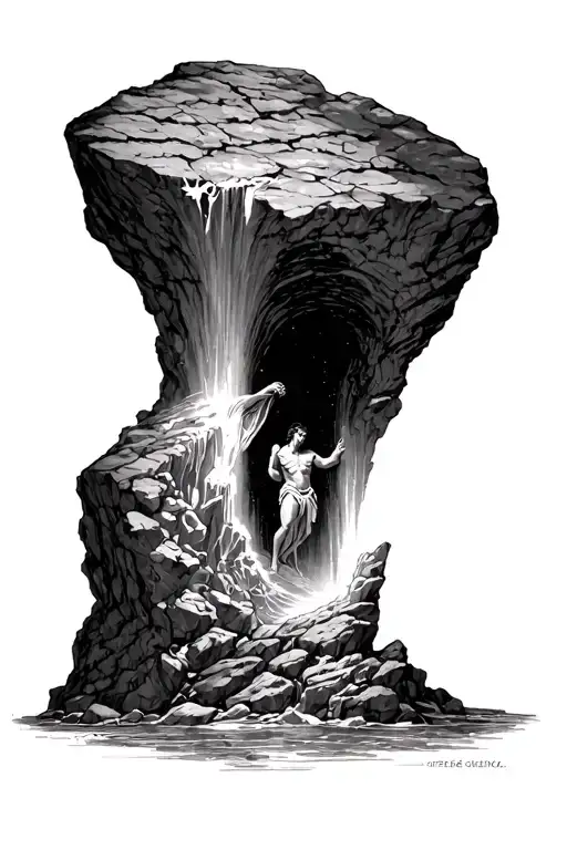 So what do you think about on the outside bicep the rock that Orpheus opened to descend into the underworld, (so like a  tattoo design idea