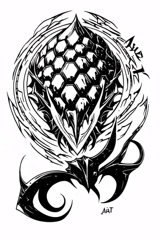 I want a destiny 2 themed hive tatto, with the hive word Aiat, and I want a dark looking theme for my forearm, oryx tattoo design idea