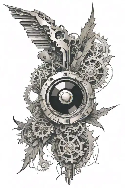 mechanical torn skin tattoo design idea