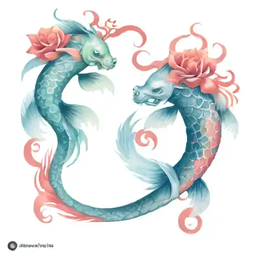 asiatisch, drache, koi, blumen, watercolor, tribal, coverup, hipbone, red, rose and black tattoo design idea