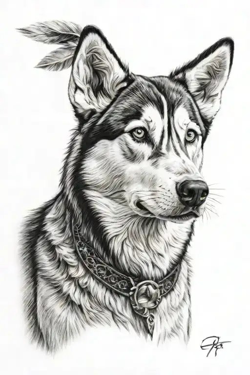 siberian husky dog tattoo design idea