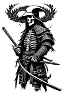 skeleton samurai in neo tribal style tattoo tattoo design idea