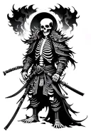 skeleton samurai in neo tribal style tattoo tattoo design idea