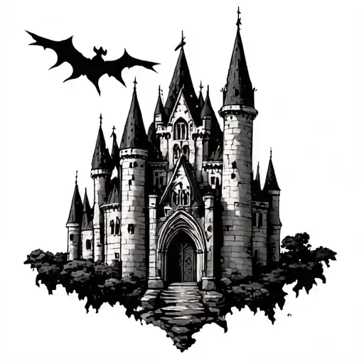 Gothic Castle FRONT tattoo design idea