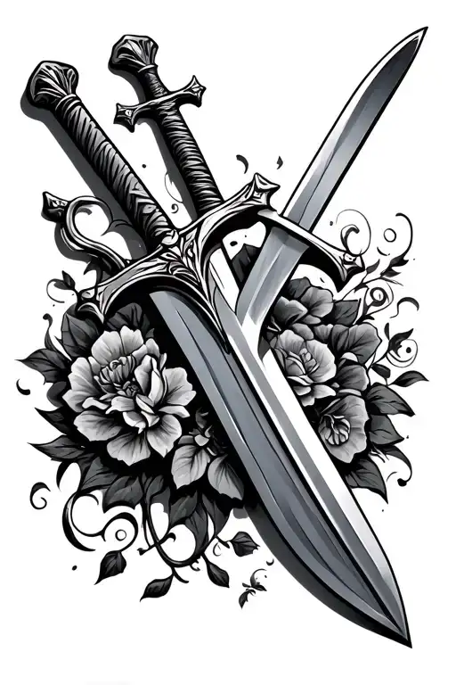 cross and swords tattoo design idea