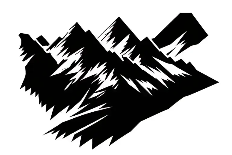 Minimalist tattoo design combining the outline of Table Mountain and Lion’s Head with geometric mountain shapes. Include tattoo design idea