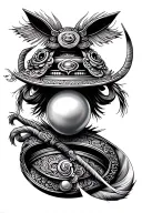 samurai pearls tattoo design idea