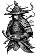 samurai pearls tattoo design idea