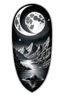 alaska mountains, ocean, full moon, big dipper tattoo design idea