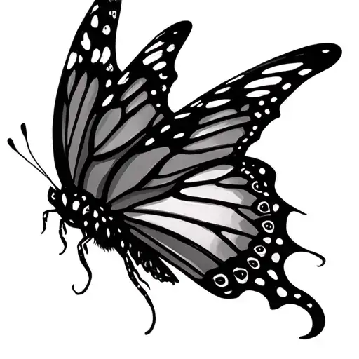 gothic butterfly flying tattoo design idea