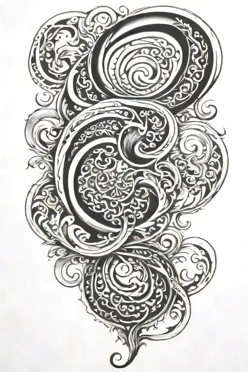 Persian flowing water tattoo design idea