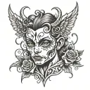 evil cupid face  tattoo design idea
