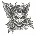 evil cupid face  tattoo design idea