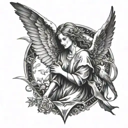 guardian angel looking over someone tattoo design idea