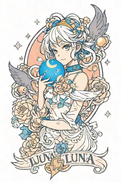 daughter name is Luna tattoo design idea