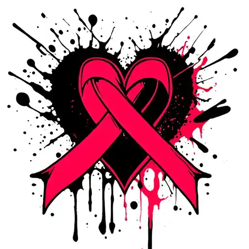 breast cancer awareness ribbon intertwined hearts tattoo design idea