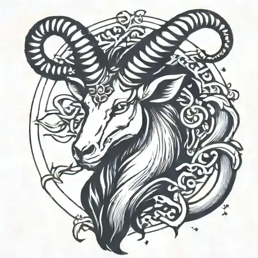 Gothic Capricorn simplistic masculine tattoo design idea