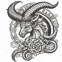 Gothic Capricorn simplistic masculine tattoo design idea
