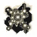 "Create a tattoo stencil design that integrates intricate computer circuit patterns. tattoo design idea