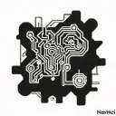 "Create a tattoo stencil design that integrates intricate computer circuit patterns. tattoo design idea
