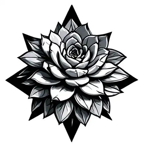 succulents geometric design tattoo design idea