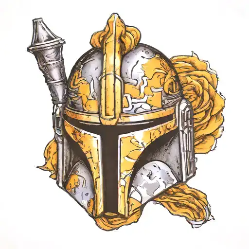 mandalorian helmet tattoo design idea