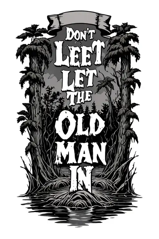 "Don't Let The Old Man In" swamp scene set tattoo design idea