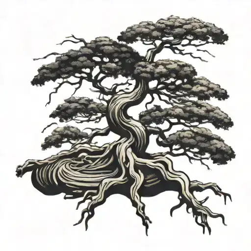 bonsai tree roots coming tattoo design idea