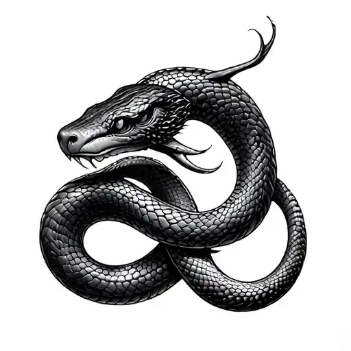 virgo snake intertwined tattoo design idea