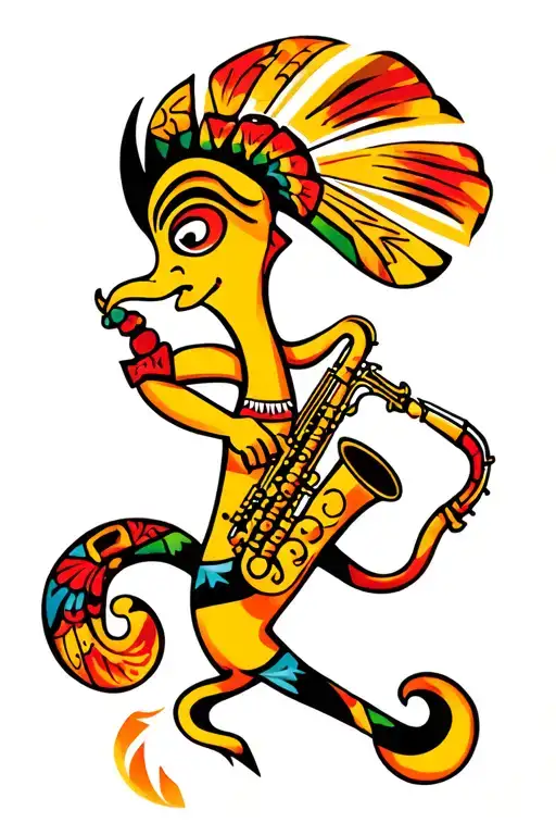 kokopelli playing saxophone tattoo design idea