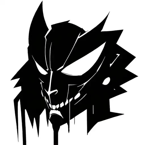 One side: Hannya-style mask (or a broken samurai helmet), symbolizing rage, defense, and strength (reflecting Gaara, tattoo design idea