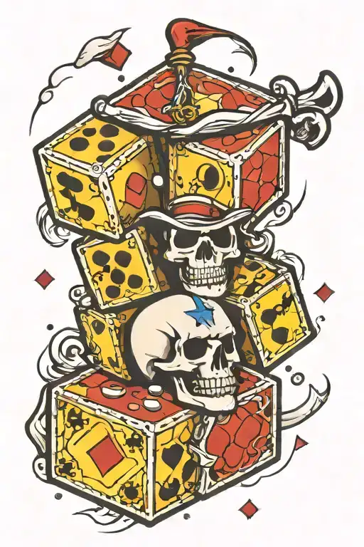jolly roger and the dice tattoo design idea
