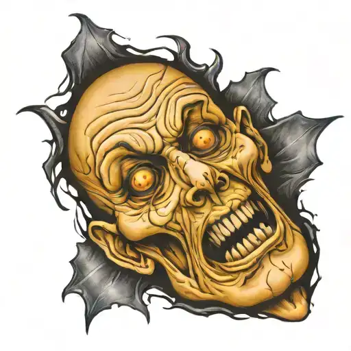 small creepy face disgusting evil scary tattoo design idea