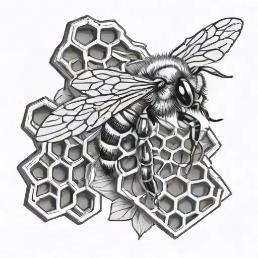 honey bee and honey comb tattoo design idea
