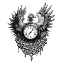 phoenix and a melting clock with a Celtic knot tattoo design idea