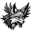 winged fox snarling tattoo design idea