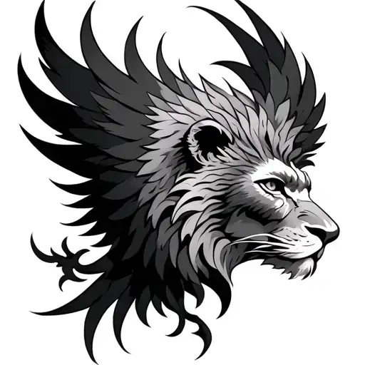 lion head phoenix tattoo tattoo design idea
